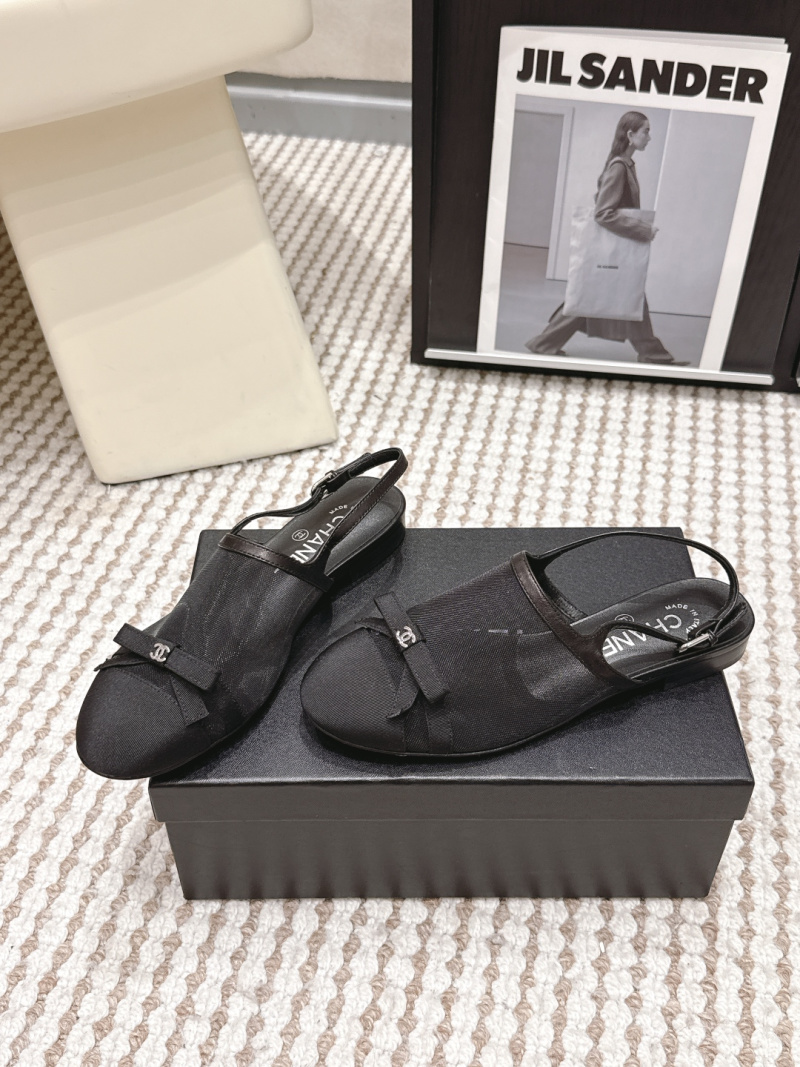 Женские мюли с сетчатой вставкой и бантом Chanel