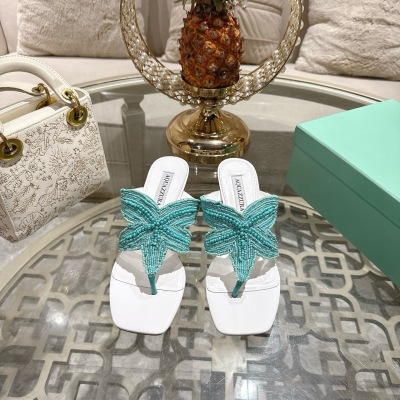 Женские шлепанцы с вышивкой морской звезды AQUAZZURA