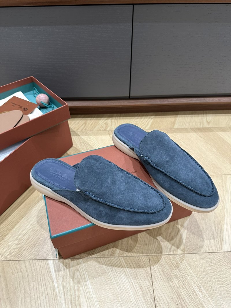 Замшевые мокасины Loro Piana синего цвета