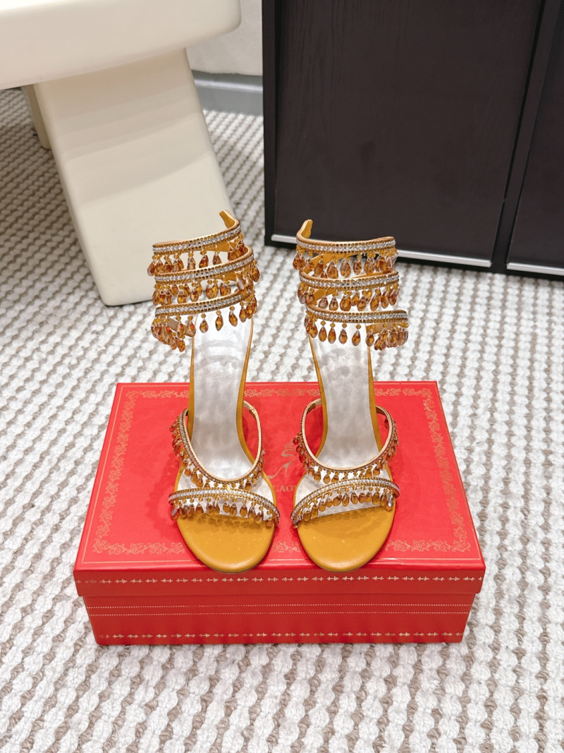 René Caovilla Женские сандалии на каблуке с кристаллами и декором