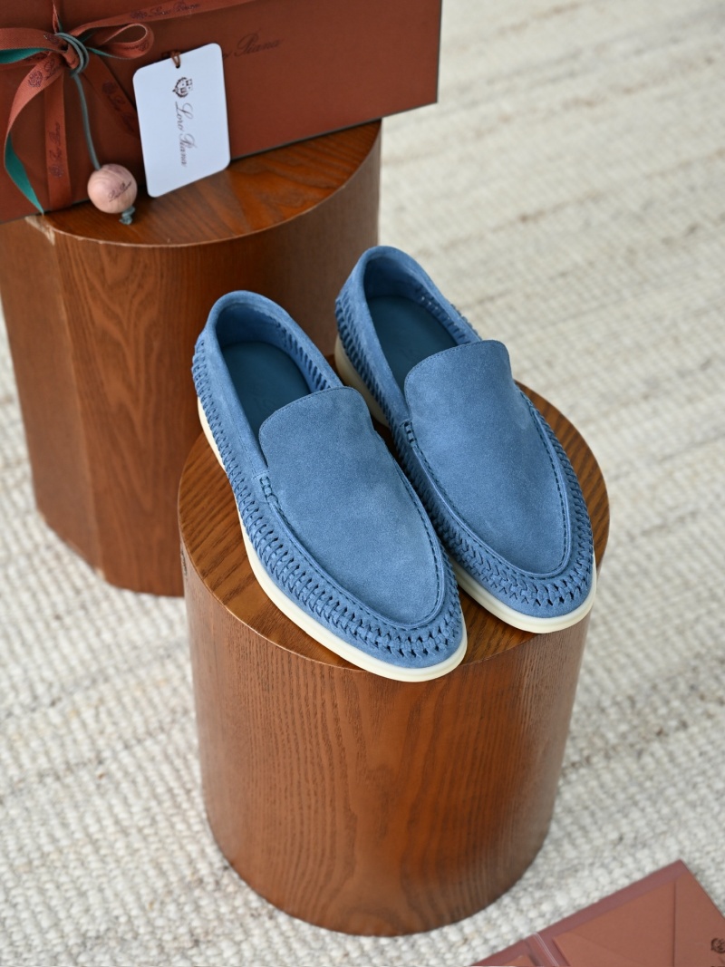Мужские мокасины синие из замши Loro Piana