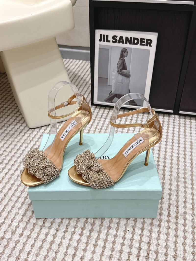Женские босоножки Aquazzura с кристаллами на шпильке