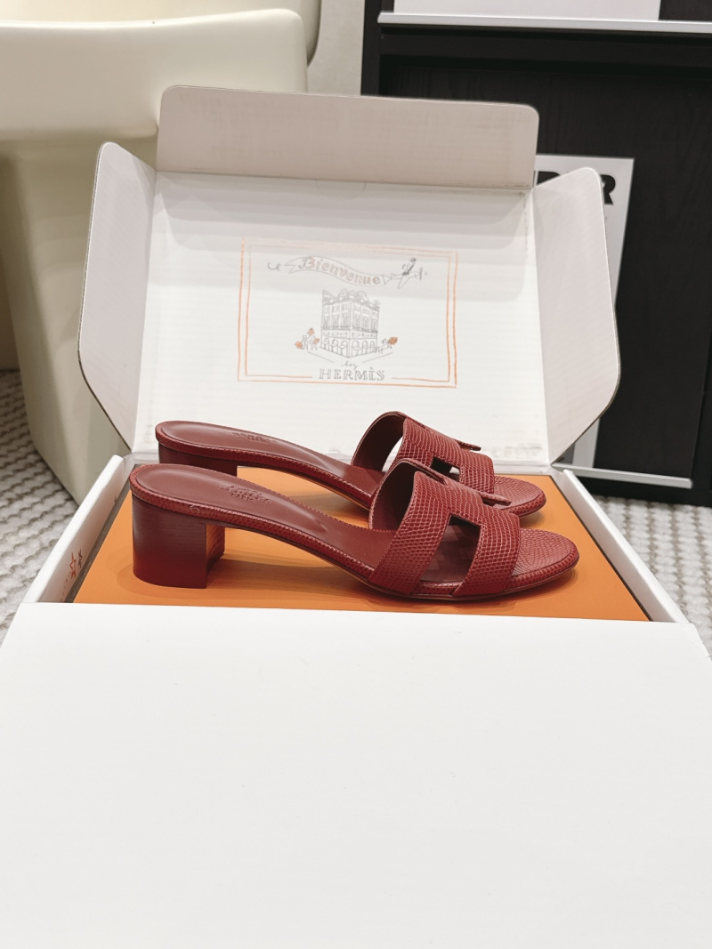 Кожаные женские шлёпанцы H Hermès