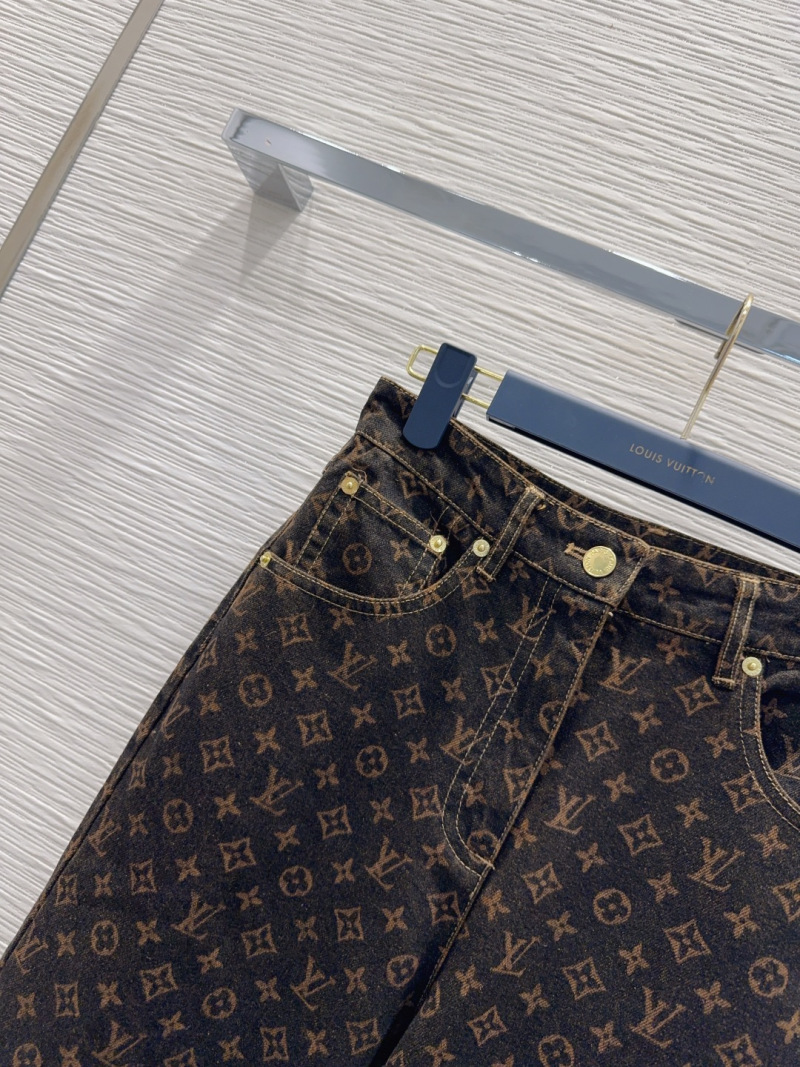 Женские широкие джинсы с принтом монограммы Louis Vuitton