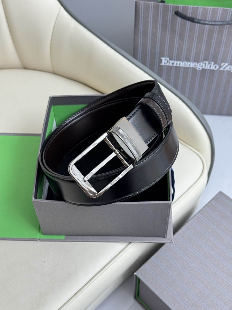 Ремень двухсторонний Zegna черный/кофейный