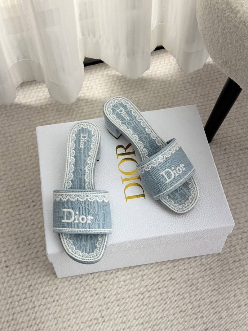 Женские шлёпанцы Dior с логотипом и кружевом