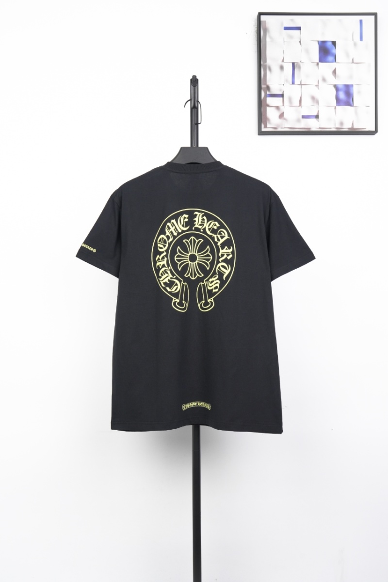 Мужская черная футболка с принтом на кармане Chrome Hearts