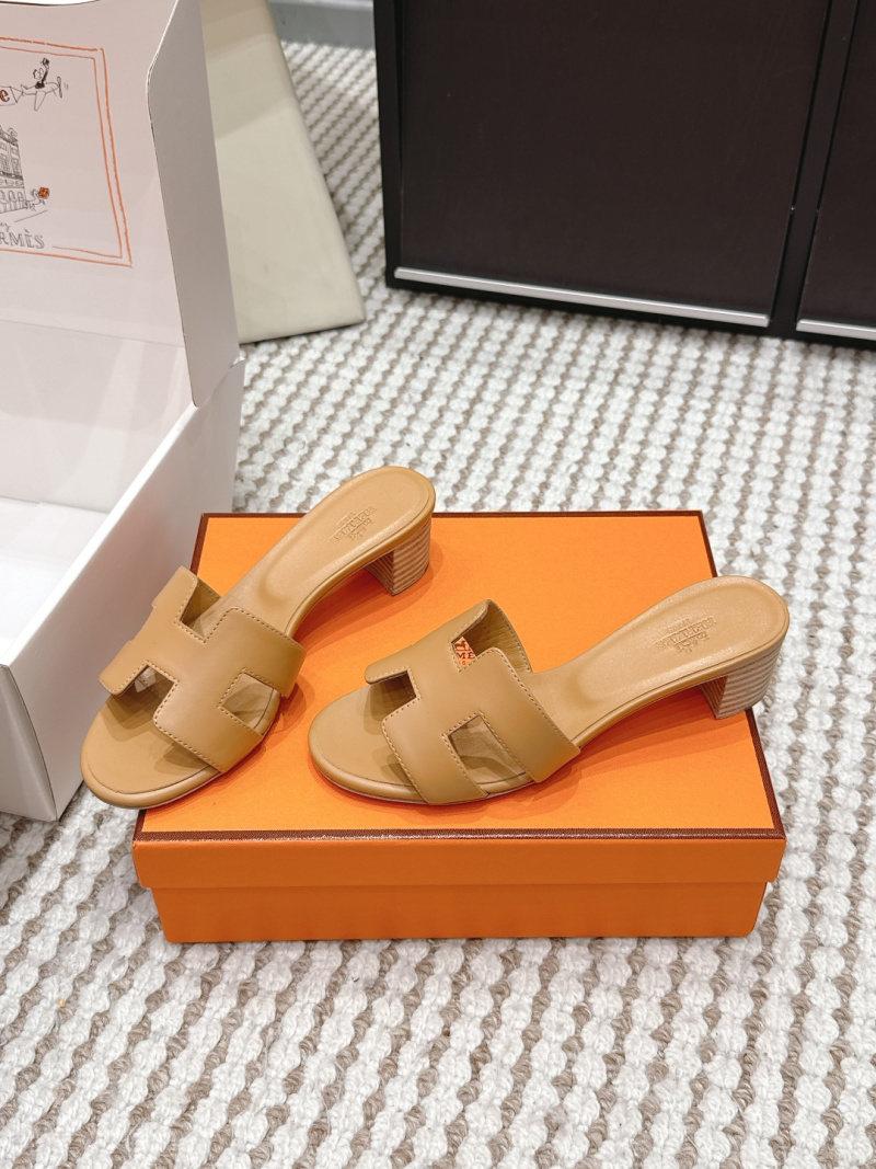 Шлепанцы кожаные женские H-формы Hermès