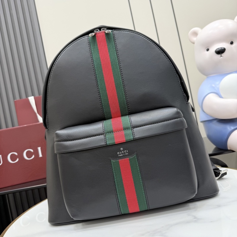 Рюкзак Gucci черный с красно-зеленой полосой