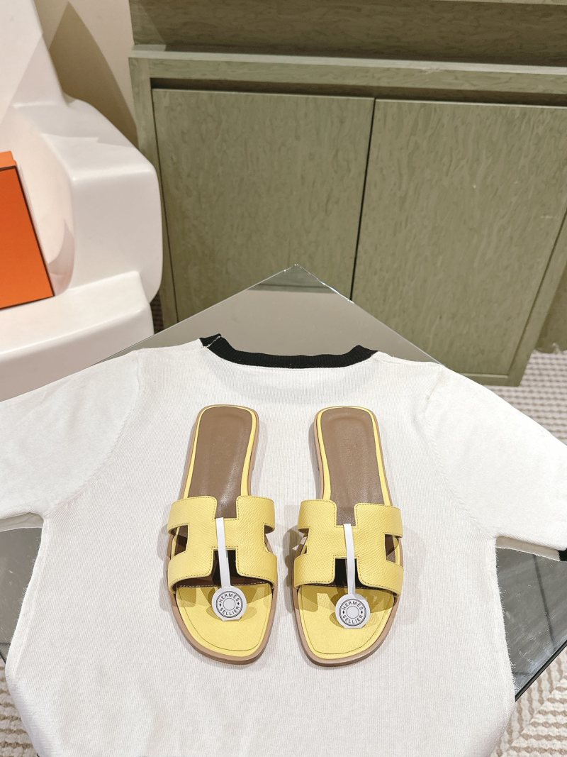 Женские шлёпанцы желтые Hermès
