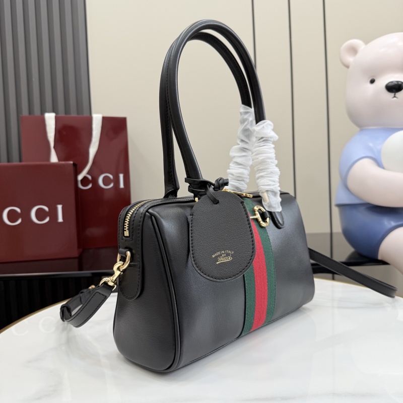 Сумка Gucci Black Horsebit с красно-зеленой полосо