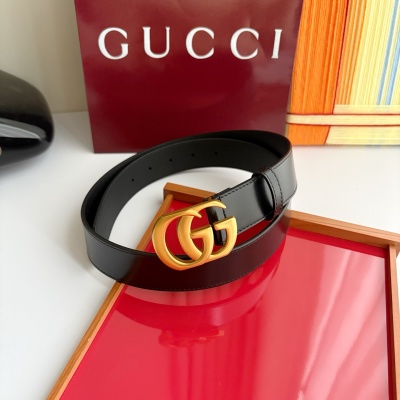 Черный кожаный ремень Gucci с двойной пряжкой