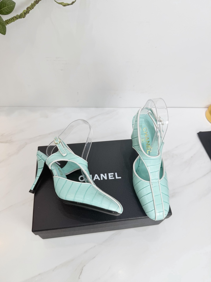 Женские туфли с принтом и прозрачными ремешками Chanel