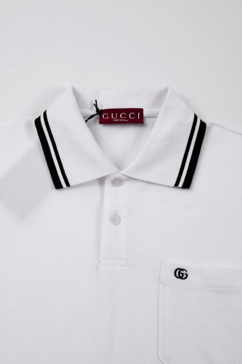 Белая футболка Gucci с контрастной отделкой воротника
