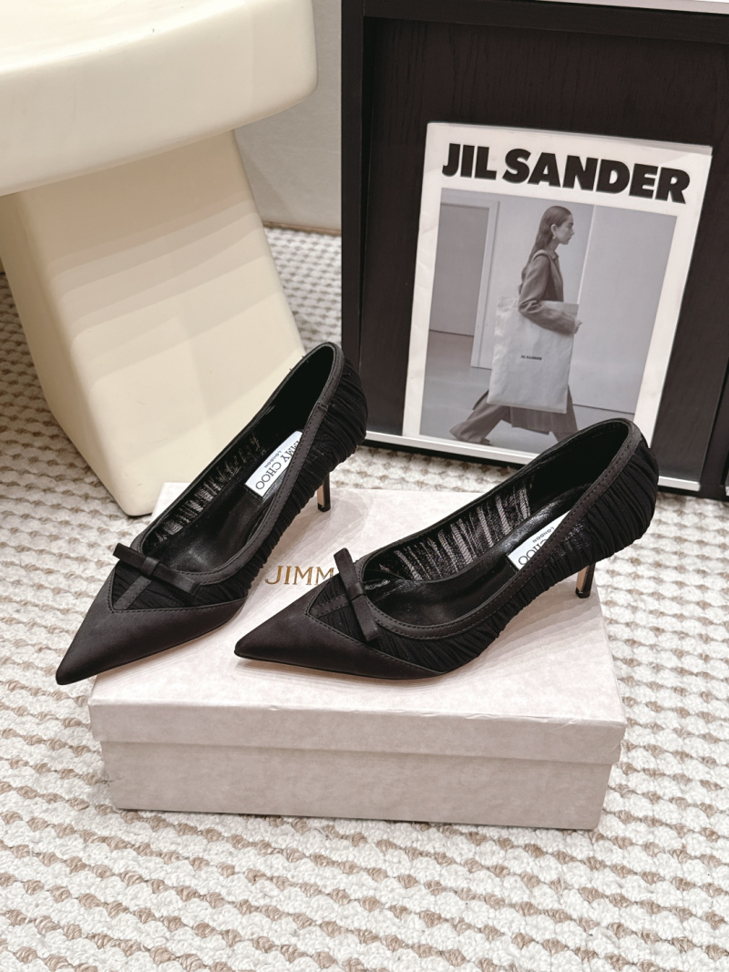 Женские черные туфли-лодочки с бантом на мысе, Jimmy Choo