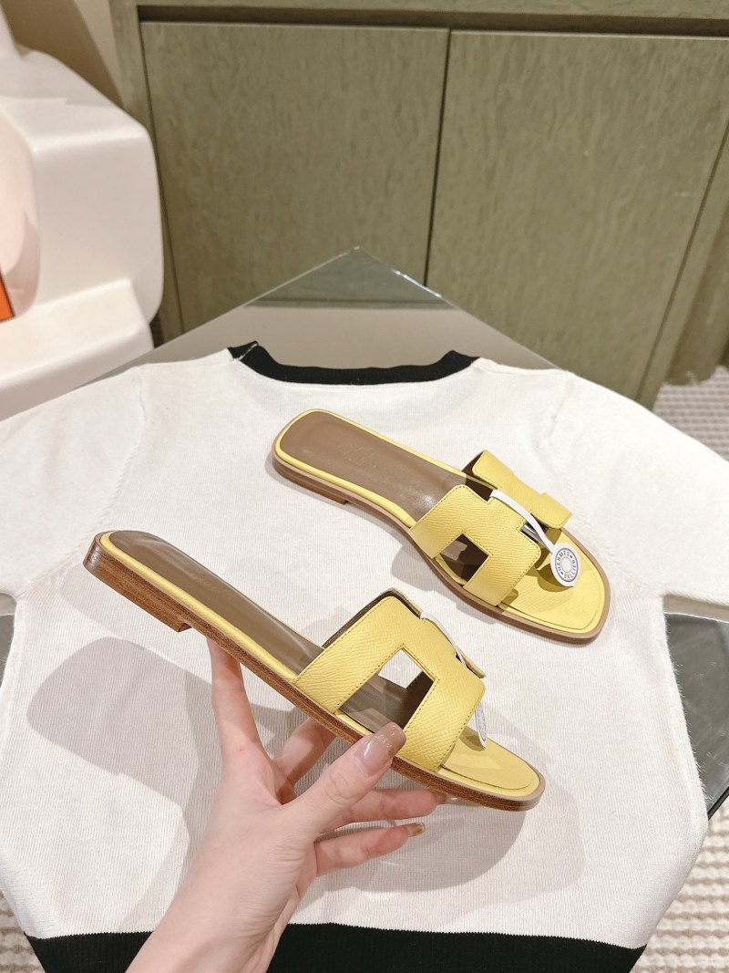Женские шлёпанцы желтые Hermès