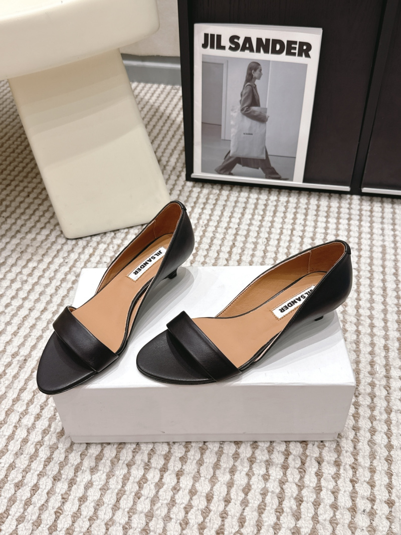 Женские черные кожаные мюли Jil Sander с каблуком