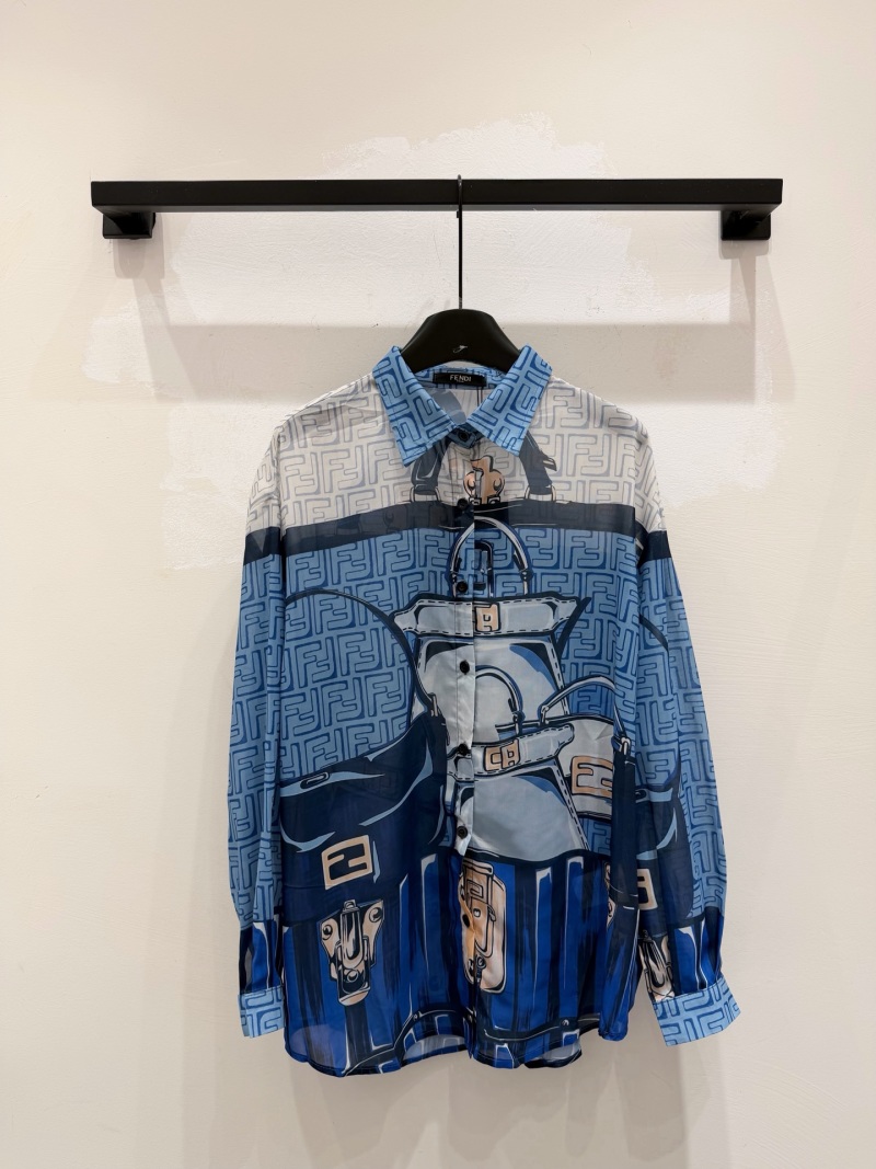 Рубашка женская свободная с принтом Fendi