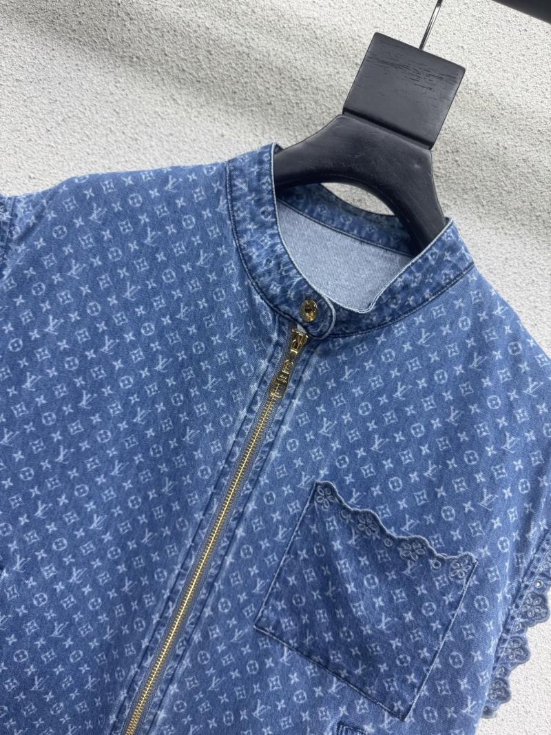 Синяя джинсовая жилетка с принтом Loro Piana