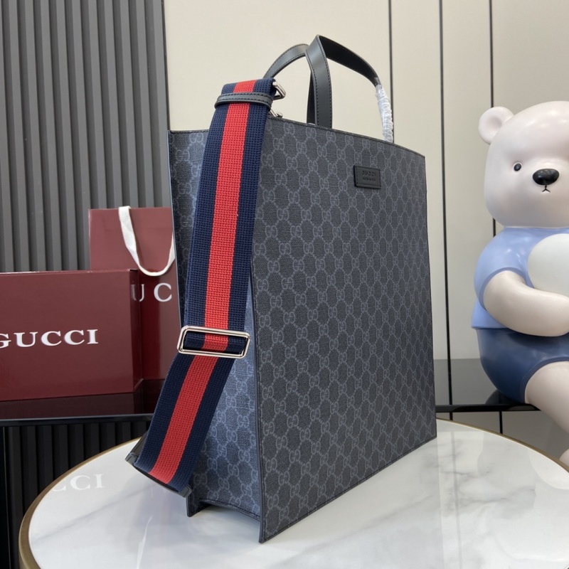 Портфель Gucci с монограммой темно-серый