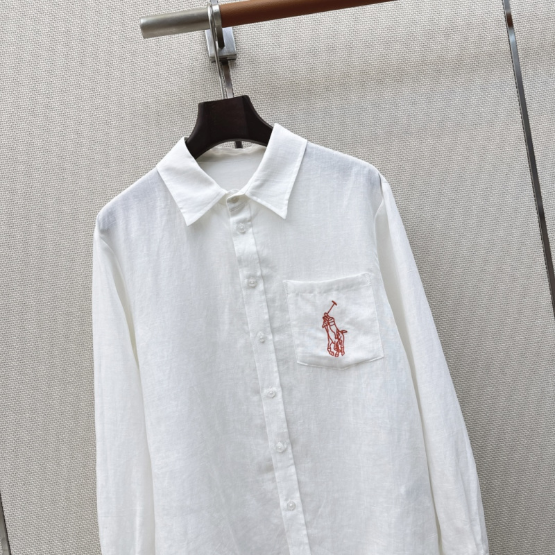 Белая льняная рубашка с вышивкой Ralph Lauren