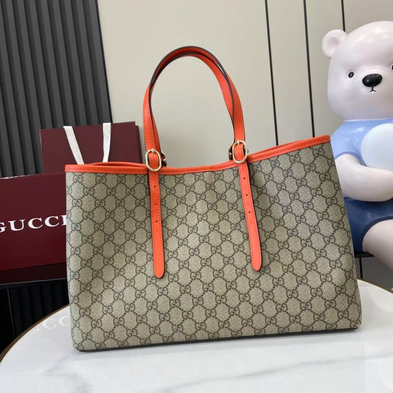 Сумка-тоут Gucci с принтом GG и оранжевыми вставка