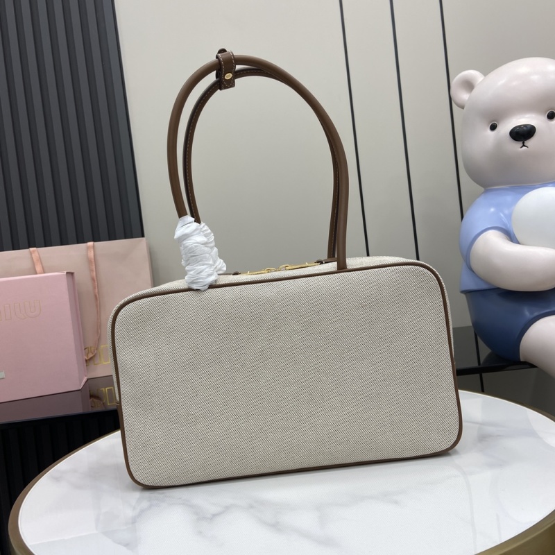 Сумка Miu Miu из канвы с ручкой бежевая