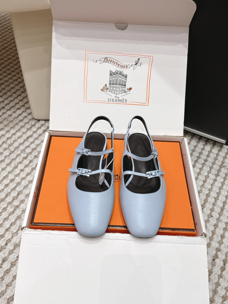 Женские кожаные сандали Hermès Oran, голубые