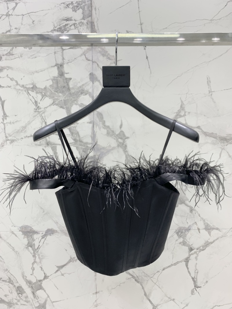 Женский топ с страусиным пером Saint Laurent