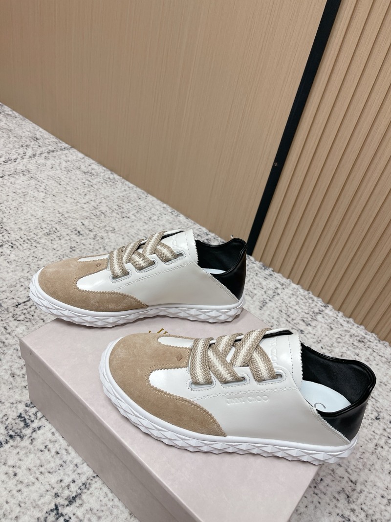Женские кроссовки из кожи с рельефной подошвой Jimmy Choo