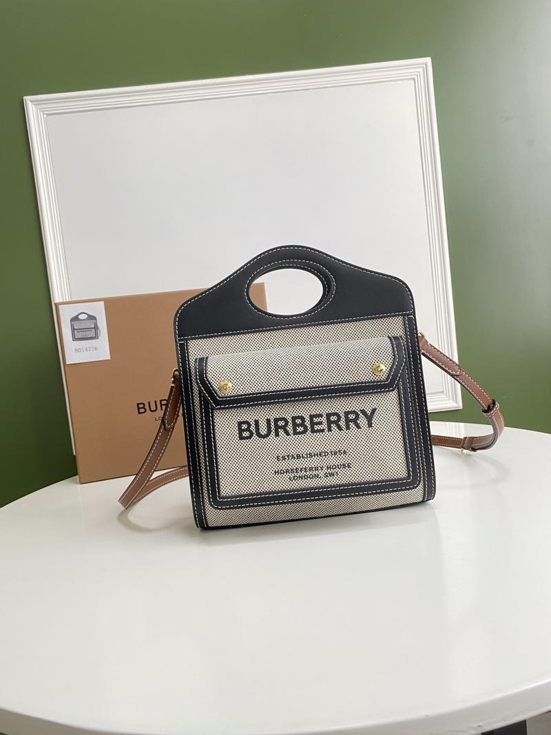 Сумка-шопер из ткани с кожаной отделкой и логотипом Burberry