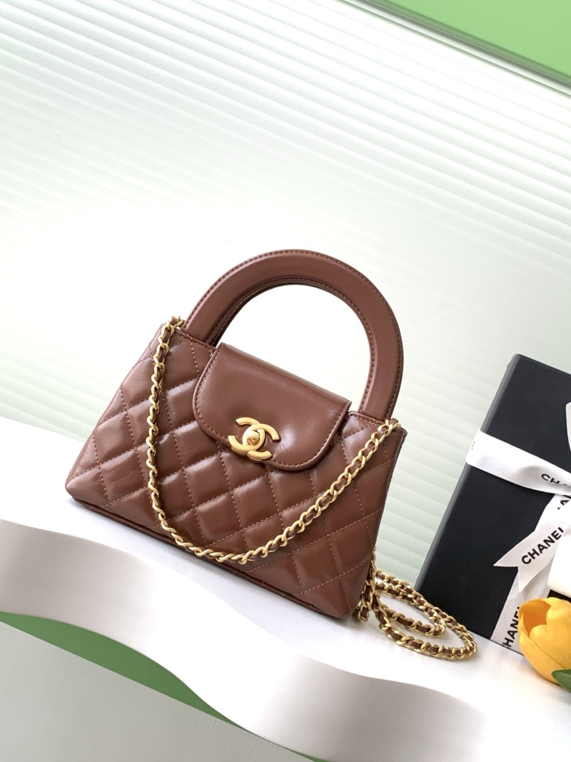 Женская сумка через плечо с цепочкой, бежево-коричневая Chanel