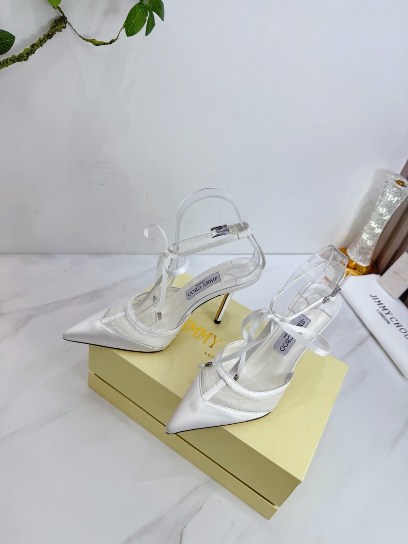 Женские белые туфли на шпильке с ремешками Jimmy Choo