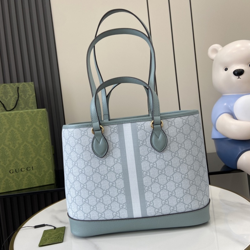 Сумка-тоут Gucci с монограммой и кожаными вставкам