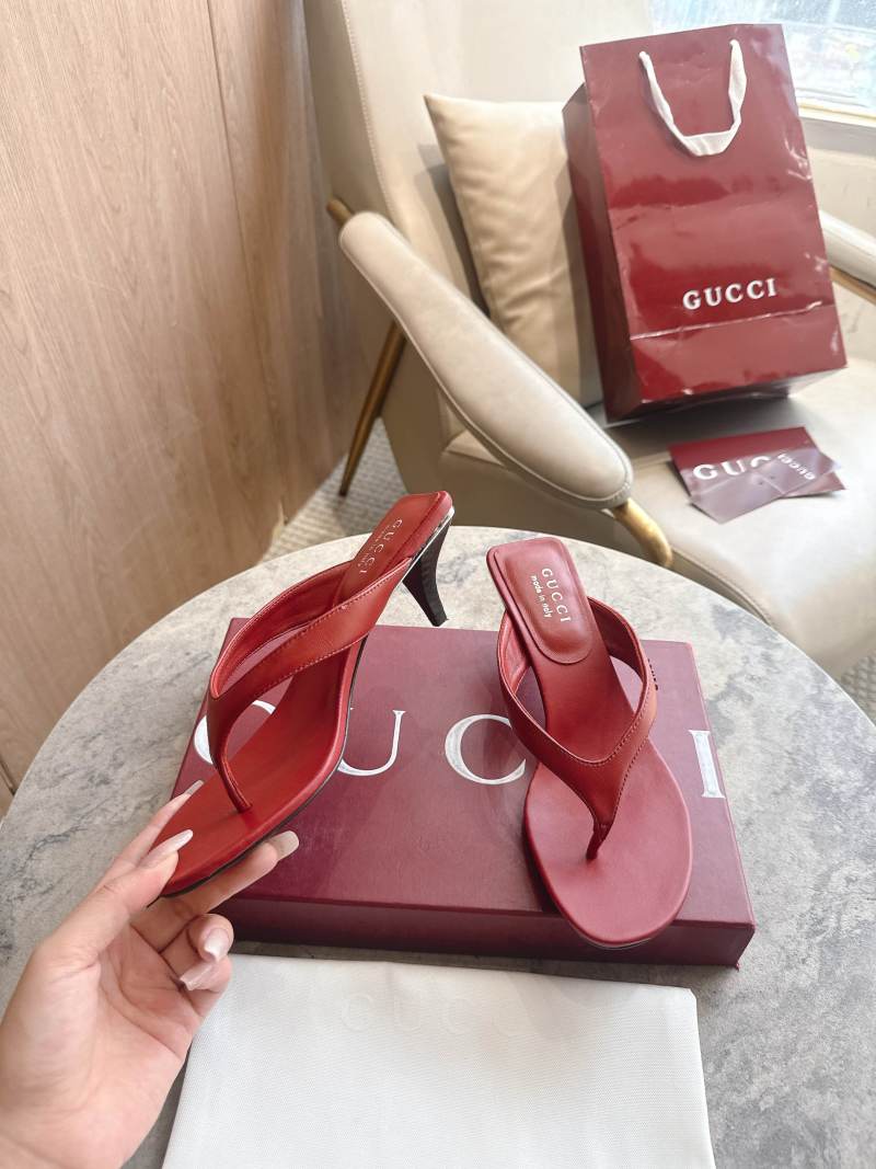 Женские кожаные шлепанцы на среднем каблуке Gucci
