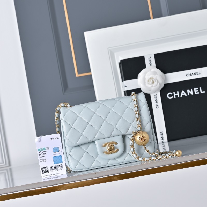 Синяя кожаная сумка Chanel CF с золотой фурнитурой Без бренда