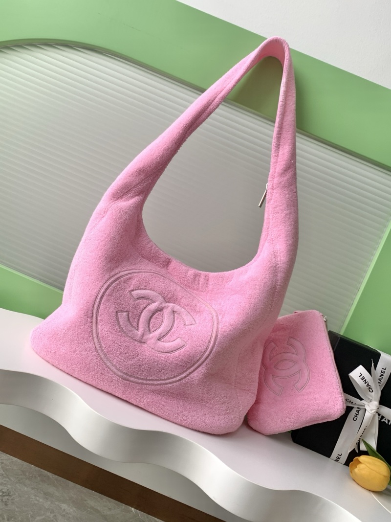 Пляжная сумка розового цвета с логотипом Chanel