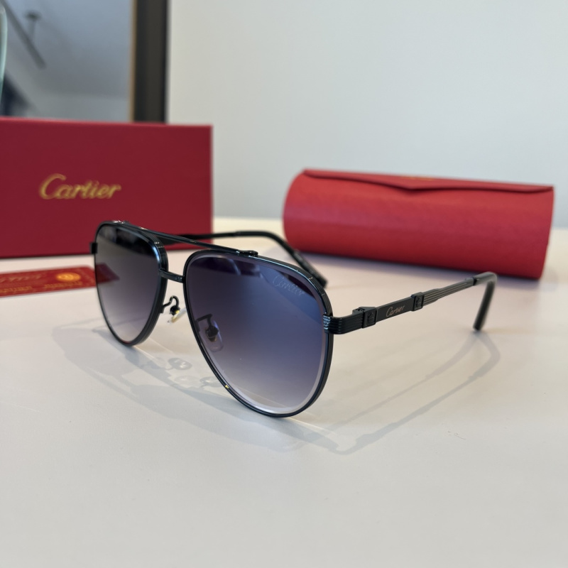 Черные солнцезащитные очки Cartier с металлической оправой и градиентными линзами