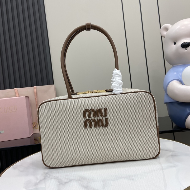 Сумка Miu Miu из канвы с ручкой бежевая