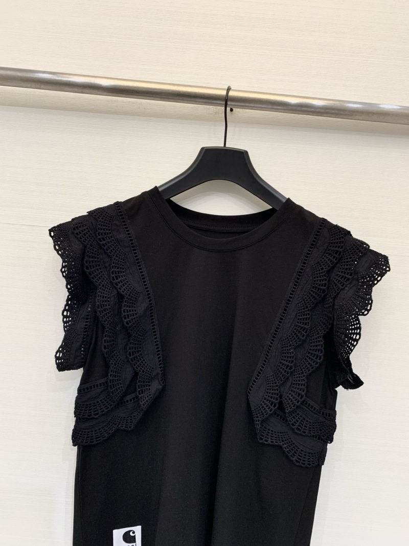 Женская футболка Sacai с кружевом