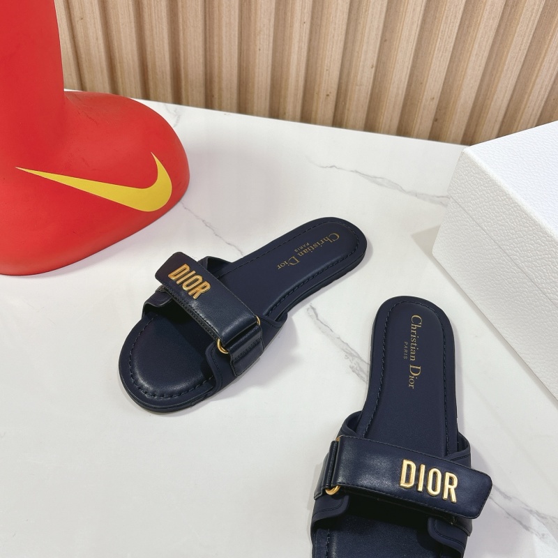 Женские черные сандалии Dior с золотой фурнитурой и липучкой