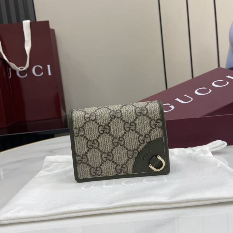 Портмоне Gucci с монограммой и кожаной вставкой