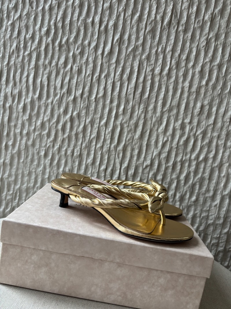 Золотые босоножки Jimmy Choo с бантом