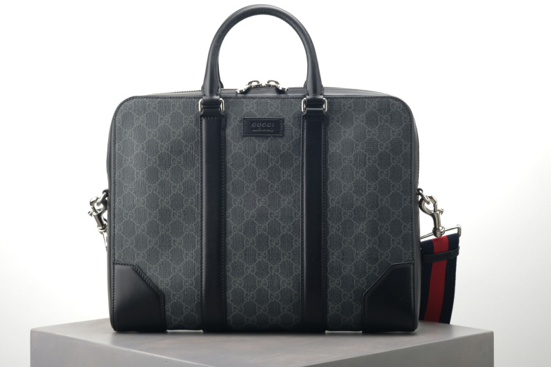 Портфель Gucci GG Supreme черный с кожаными вставками