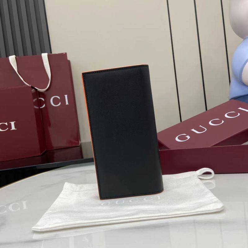 Портмоне Gucci черное с оранжевым логотипом