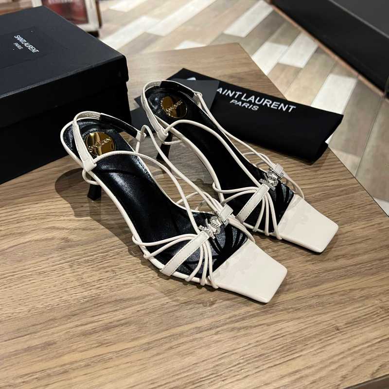 Босоножки Saint Laurent YSL с квадратным носком и декором