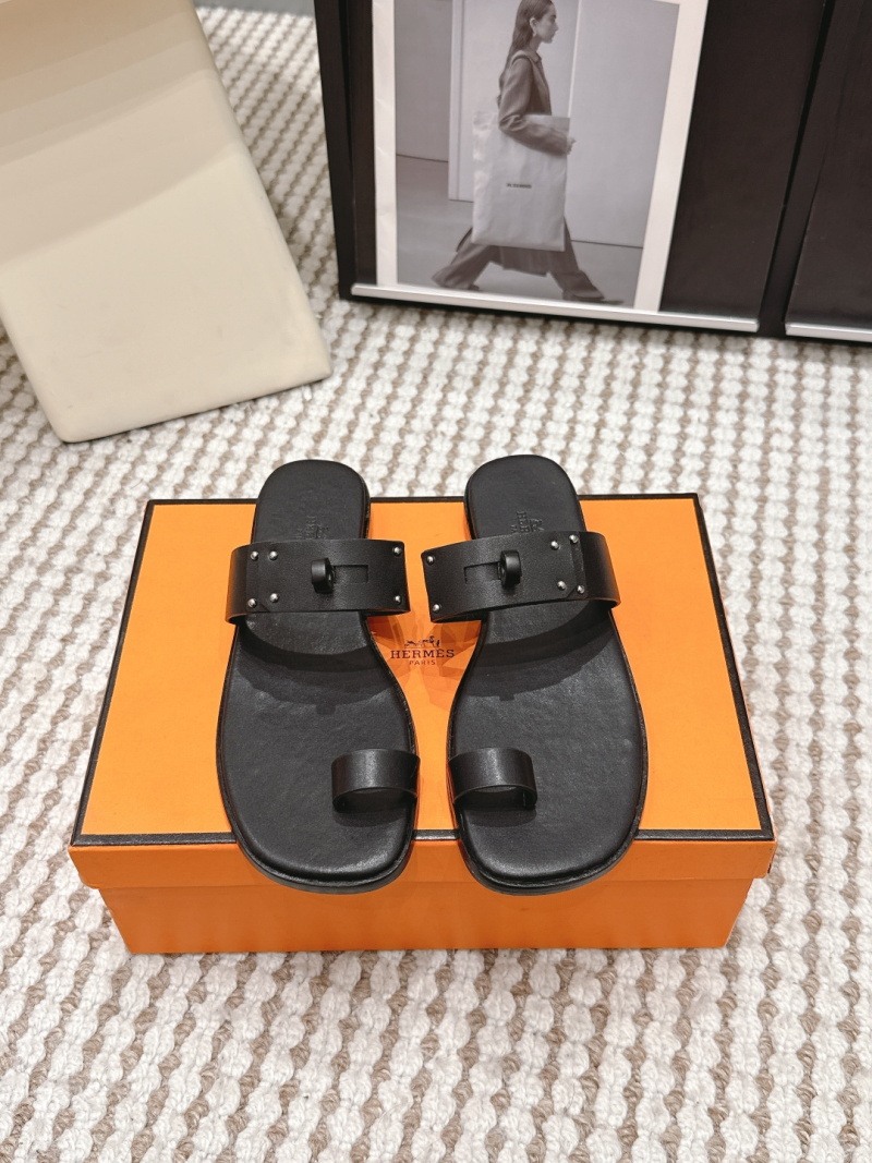 Женские черные кожаные мюли с пряжкой Hermès