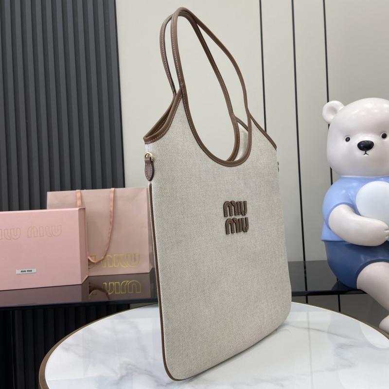 Сумка-тоут Miu Miu бежевая с логотипом