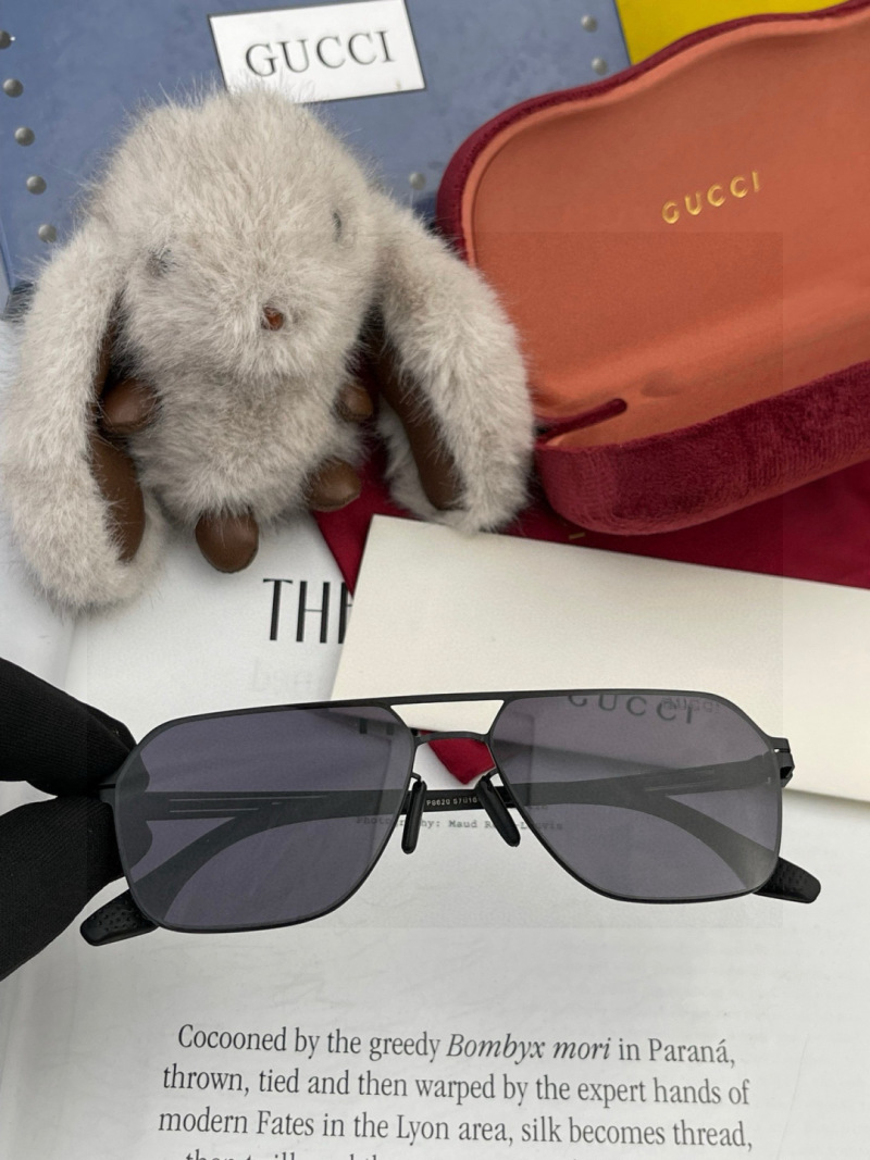 Солнцезащитные очки многоугольные, черные, модель G0862 Gucci
