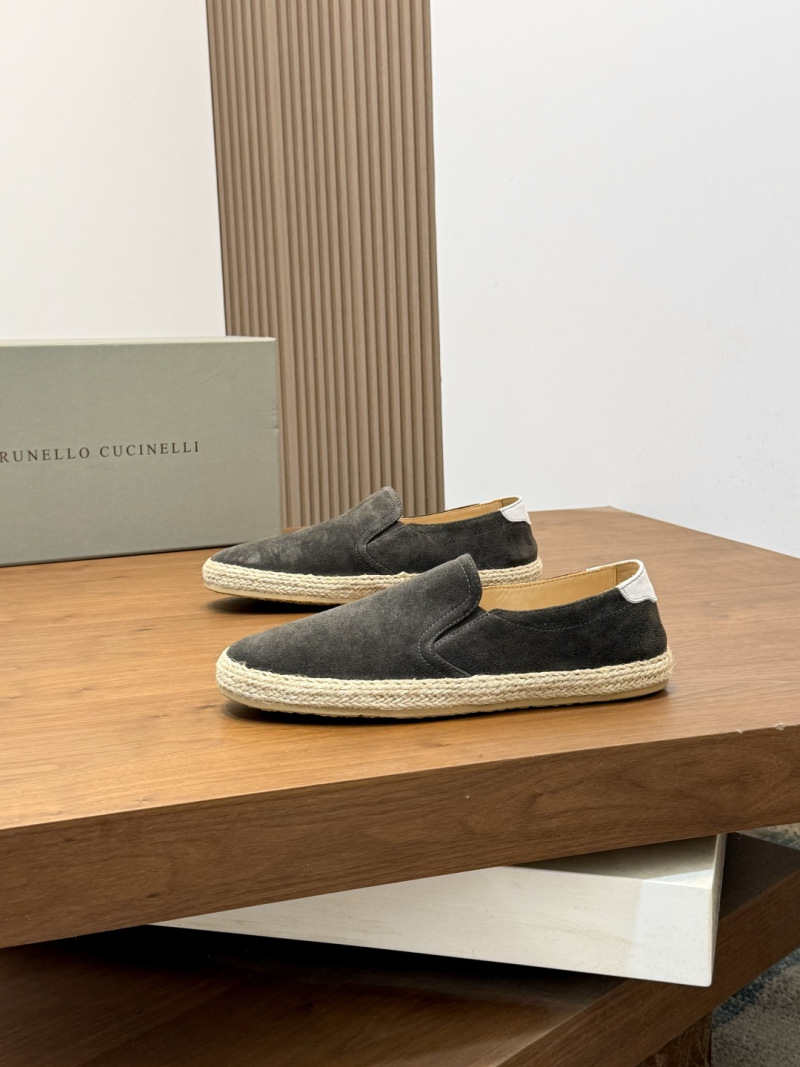 Мужские мокасины Brunello Cucinelli из замши с плетеной подошвой